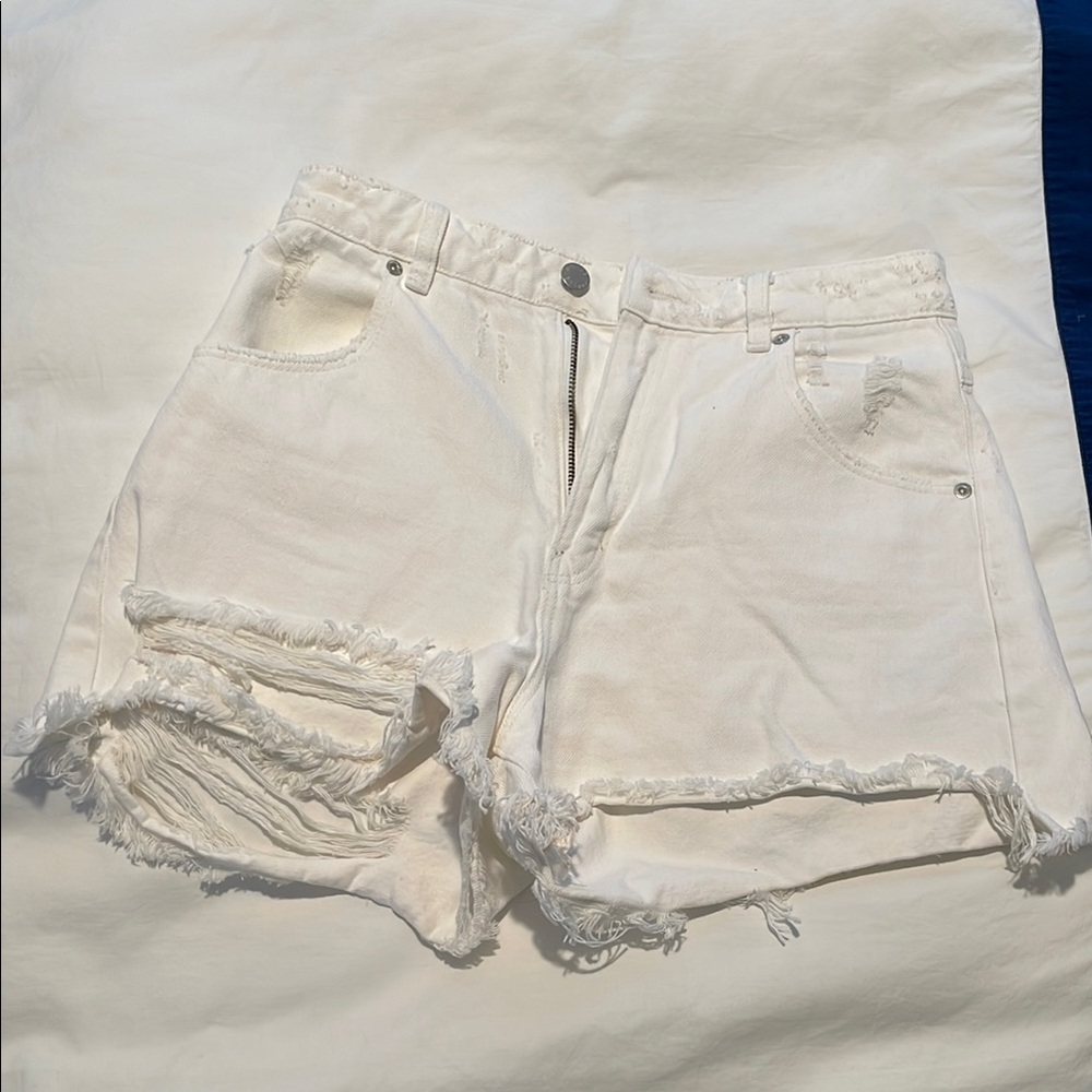ROLLA'S White Distressed Jean Shorts
